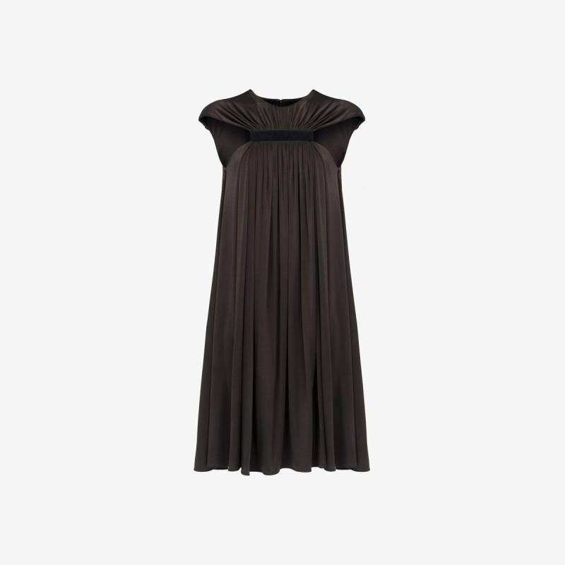 Alexander McQueen Women's Brown Gathered Cape Mini Dress - 2 (Viscose & Elastan)